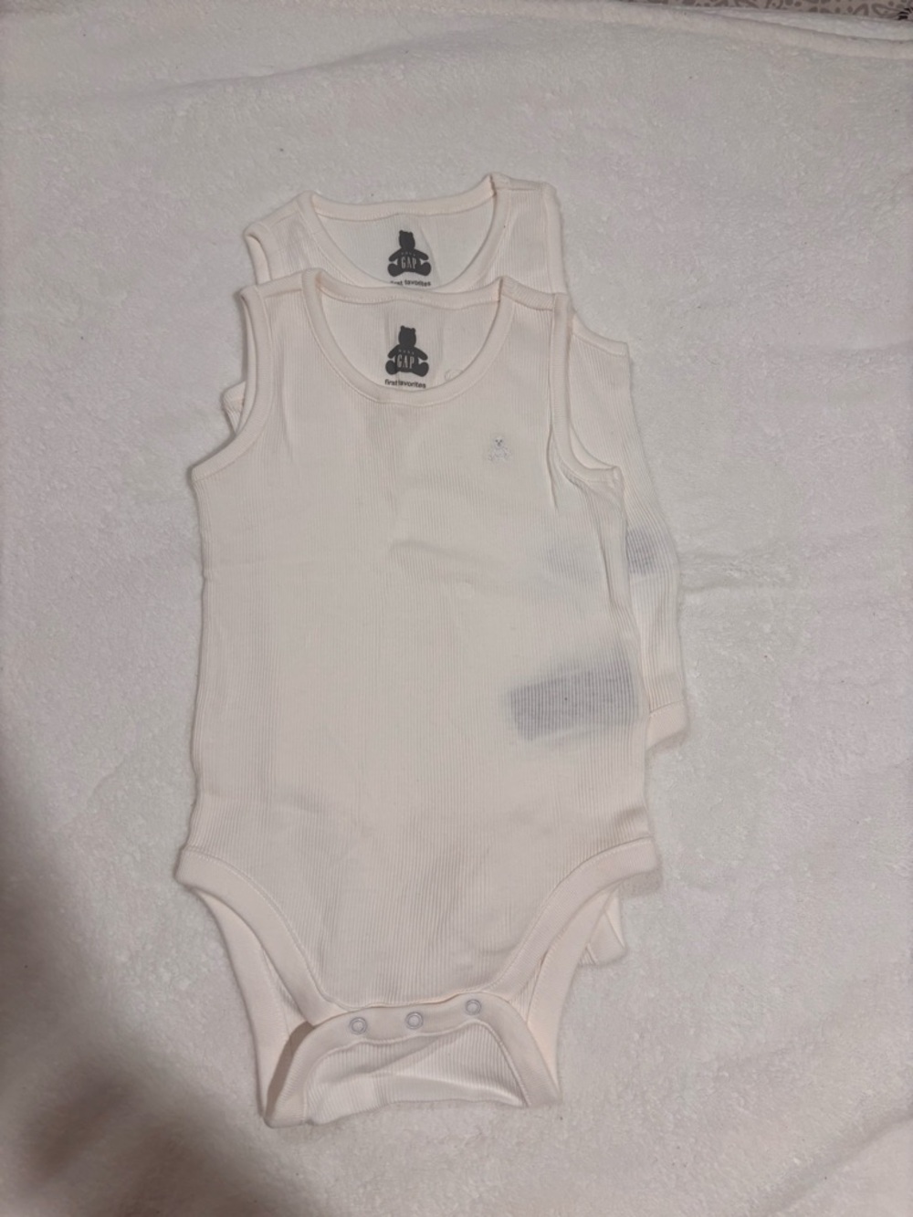 GAP Ribbed Tank One-Piece Bodysuit Set in Light Cream
